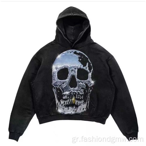 3D Λογότυπο Distressed Acid πλυμένο βαρύ hoodie